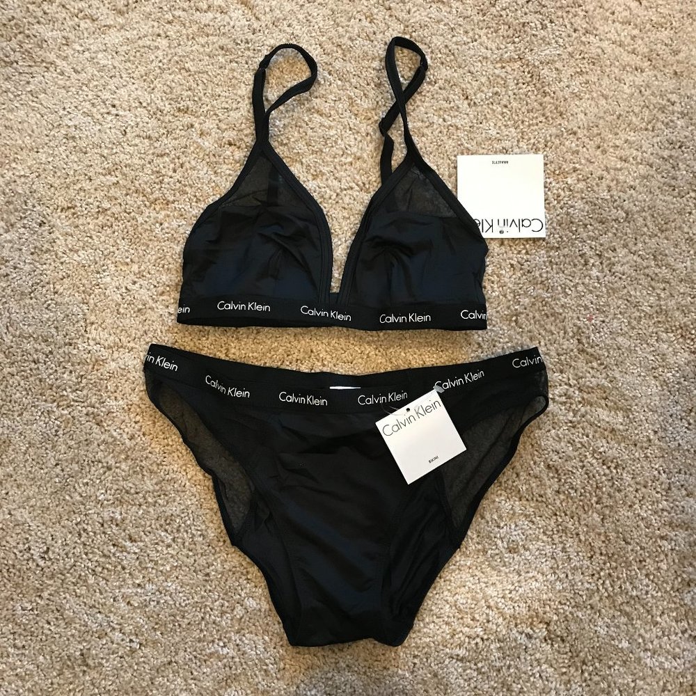 Calvin Klein Black Logo Bralette & Bikini Set